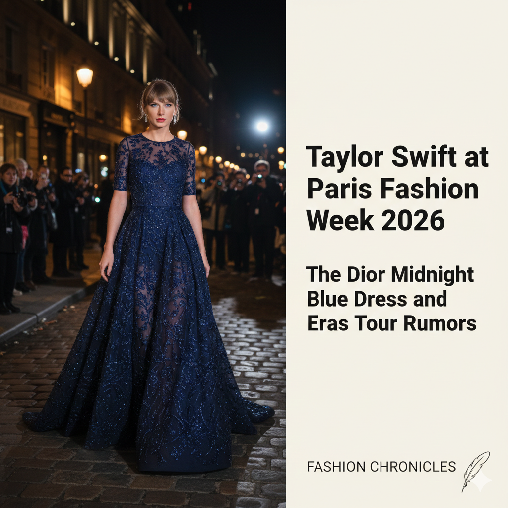 Taylor Swift at Paris Fashion Week 2026: The Dior Midnight Blue Dress and Eras Tour Rumors
