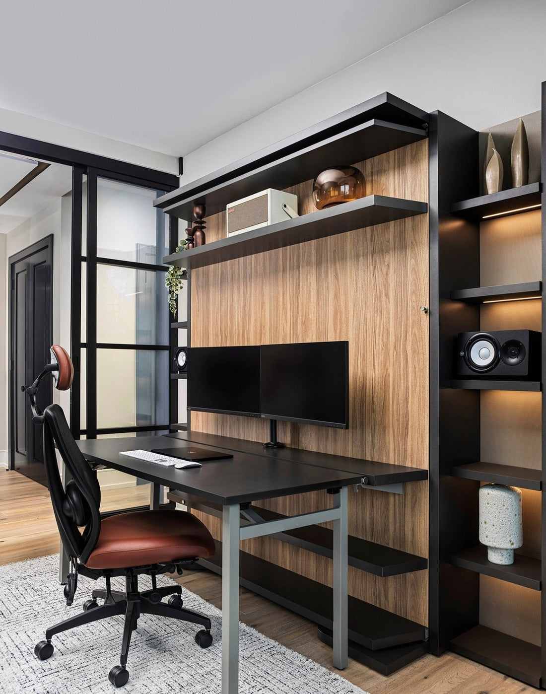 Mechanized Library Furniture: Smart-Slide Bookshelf Transforms into Hidden Home Office