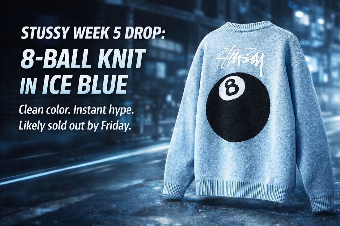 Stussy 8-Ball Knit Ice Blue 2026: Week 5 Drop Sell-Out Alert