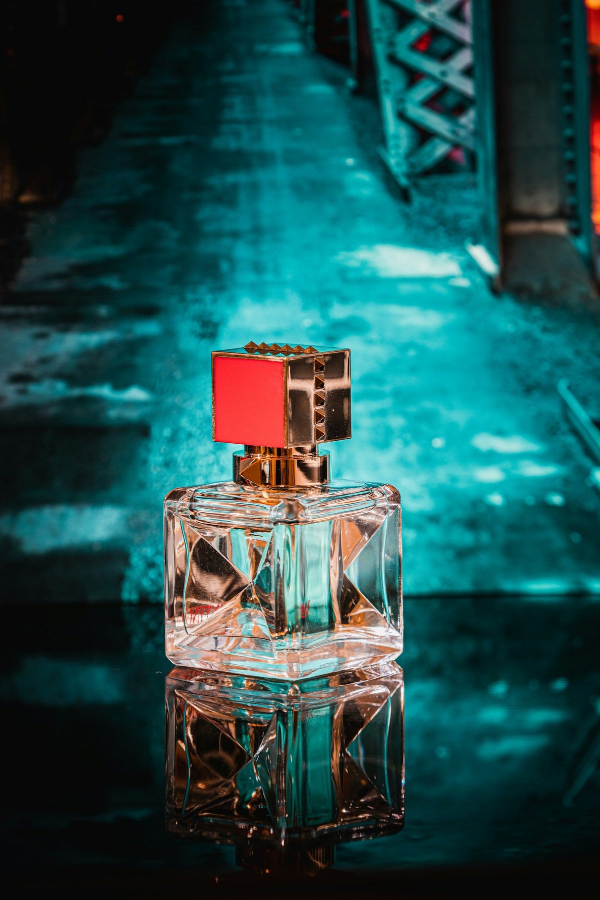 Lifestyle perfume editorial cover for Velvet Camellia