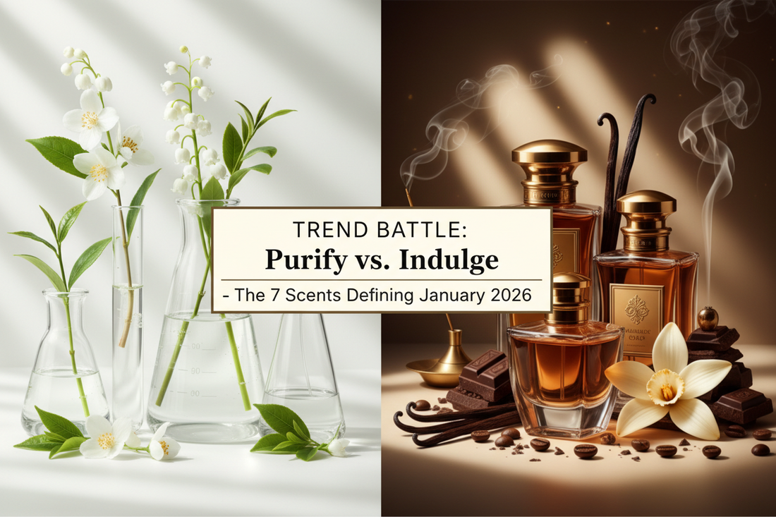 TREND BATTLE: Purify vs. Indulge. The 7 Scents Defining January 2026.