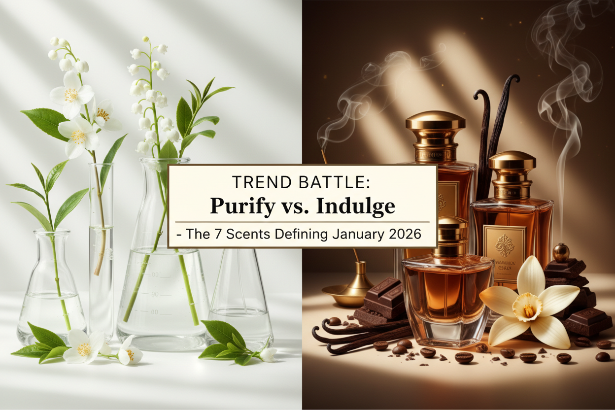 TREND BATTLE: Purify vs. Indulge. The 7 Scents Defining January 2026.
