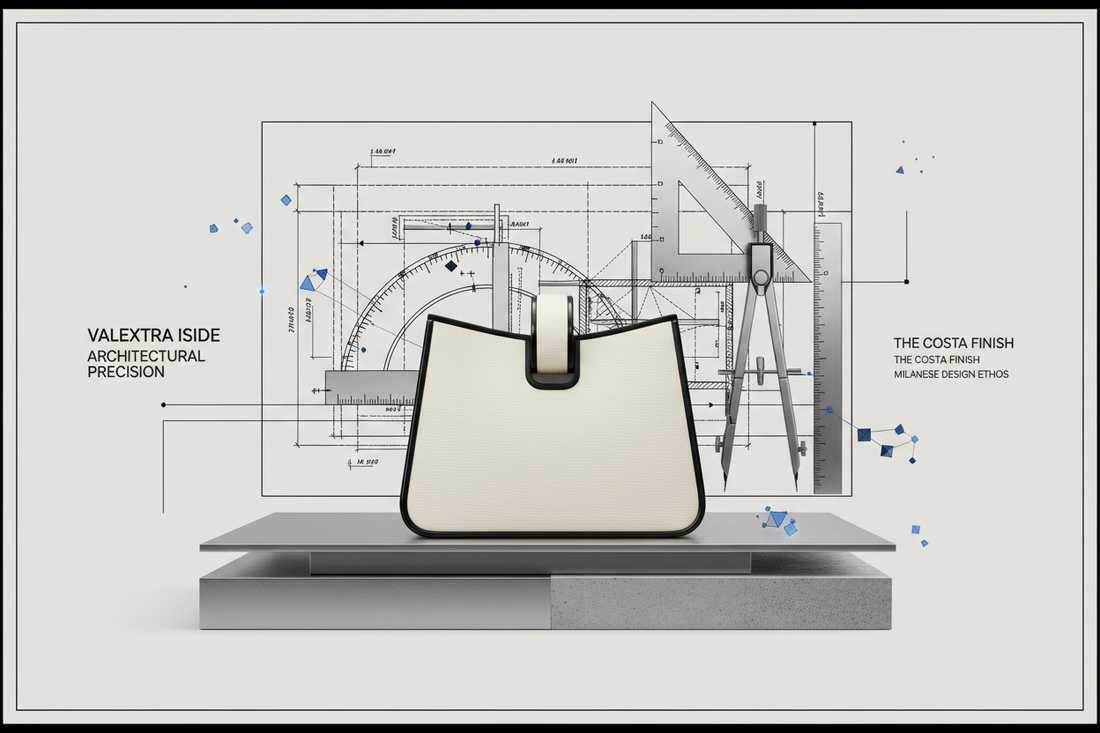 How does Valextra’s Iside bag use "Costa" edge paint to establish professional boundaries in 2026?
