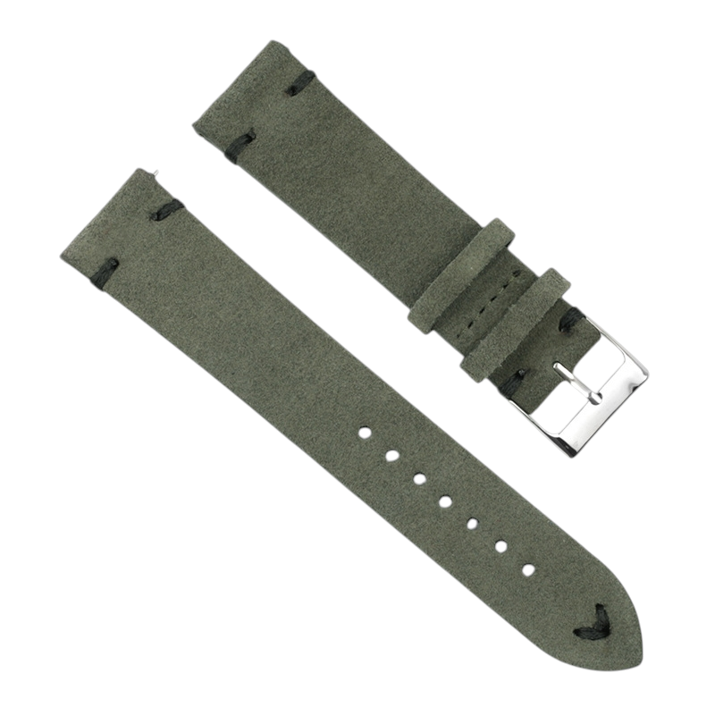 White Smoke Handmade Hand-Stitched Double-Layer Suede Watch Strap for Rolex, Omega, Seiko, IWC, Tudor, Hamilton, Cartier, Panerai, Patek Philippe, Breitling - Vintage Quick-Release Series - 18mm 20mm 22mm 24mm 26mm - Aethelgard