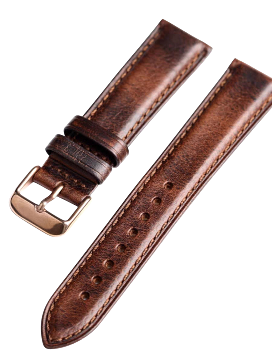 Handmade Vintage Oil Wax Texture Leather Watch Strap for Tissot, Seiko, IWC, Hamilton - Heritage Tissot Series - 18mm 20mm 22mm 24mm - Aethelgard