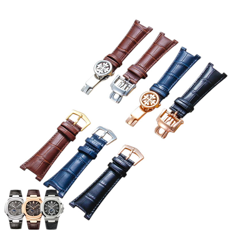 White Smoke Replacement Strap for Patek Philippe Nautilus 5711 - 5712G Series - Notched Interface Premium Genuine Leather - Aethelgard Atelier