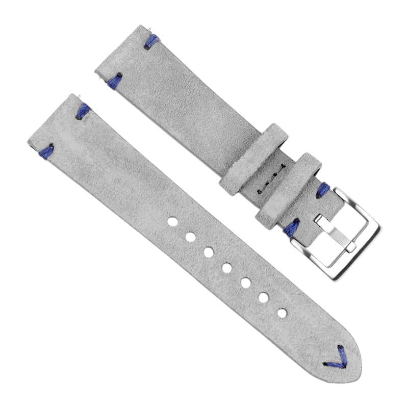 White Smoke Handmade Artisan Hand-Flipped Suede Watch Strap for Rolex, Omega, Seiko, IWC, Tudor, Hamilton, Cartier, Panerai, Patek Philippe, Breitling - Rugged Vintage Texture Series - 18mm 20mm 22mm 24mm 26mm - Aethelgard