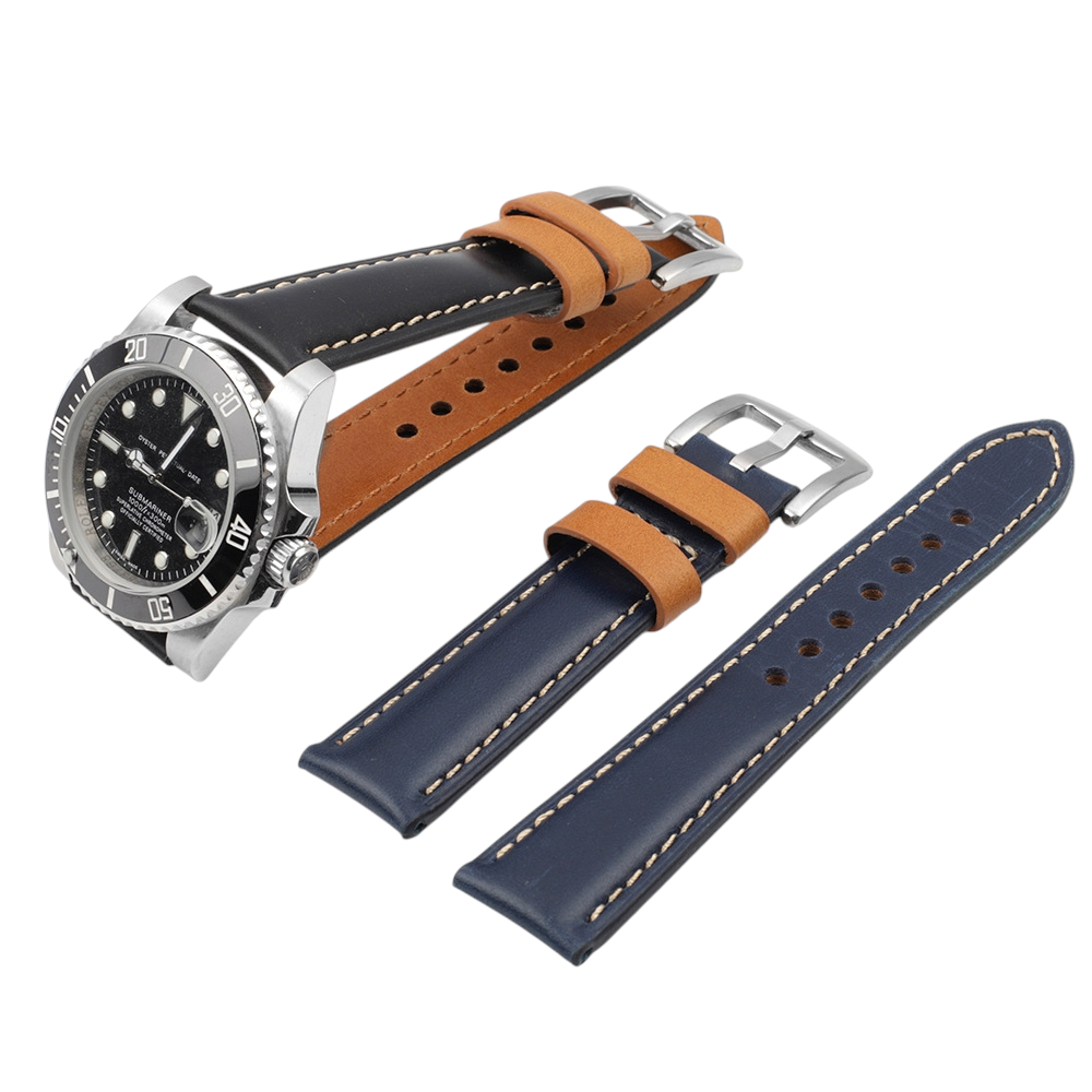 White Smoke Handmade Premium Matte Nubuck Black Watch Strap for Rolex, Omega, Seiko, IWC, Tudor, Hamilton, Cartier, Panerai, Patek Philippe, Breitling - Stitched Urban Minimalist Edition - 18mm 20mm 22mm 24mm 26mm - Aethelgard