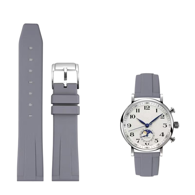 White Smoke Replacement Strap for Longines Master / Conquest / Spirit | Vulcanized FKM Rubber | Aethelgard Atelier
