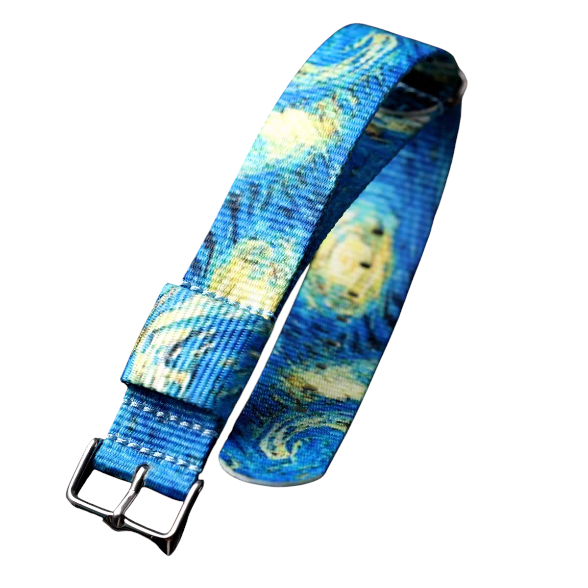 White Smoke Handmade Van Gogh 'Starry Night' Retro Nylon Watch Strap for DW, Omega, Seiko, Minimalist - Artistic British Series - 18mm 20mm 22mm 24mm - Aethelgard
