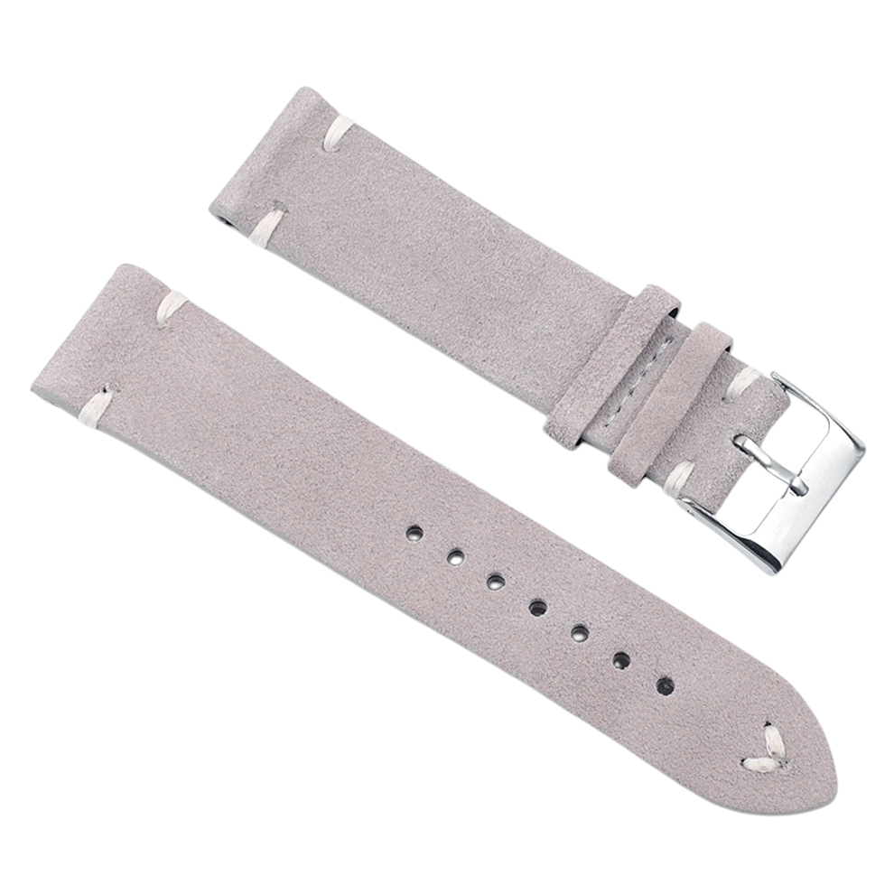 White Smoke Handmade Artisan Hand-Flipped Suede Watch Strap for Rolex, Omega, Seiko, IWC, Tudor, Hamilton, Cartier, Panerai, Patek Philippe, Breitling - Rugged Vintage Texture Series - 18mm 20mm 22mm 24mm 26mm - Aethelgard