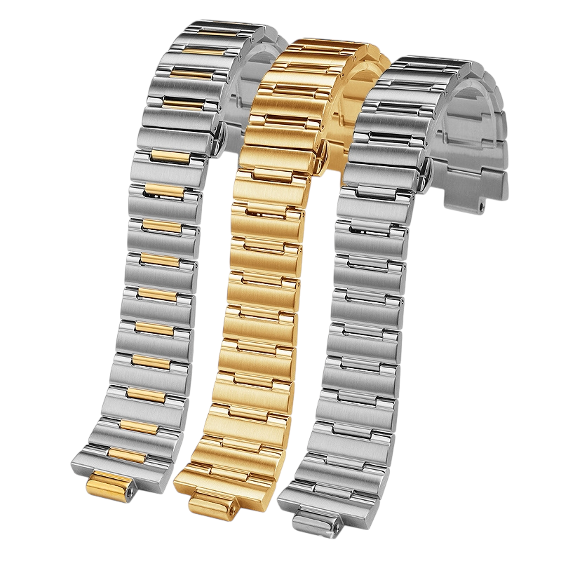 White Smoke Replacement Strap for Versace VE7G00123-VE7G00223 Series - Solid Notched Stainless Steel - Aethelgard Atelier