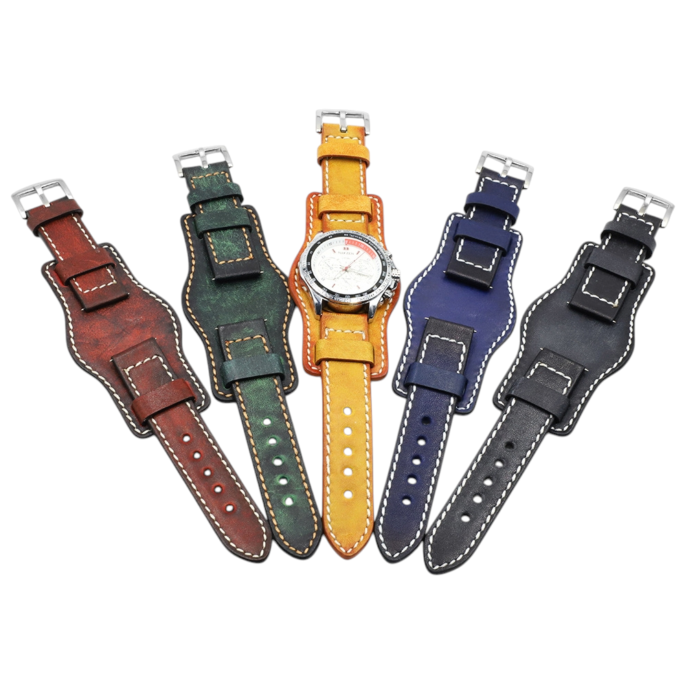White Smoke Handmade Aged Timeworn Rub-Color BUND Strap for Rolex, Omega, Seiko, IWC, Tudor, Hamilton, Cartier, Panerai, Breitling, Patek Philippe - Wabi-Sabi Heritage Artisan Series - 18mm 20mm 22mm 24mm - Aethelgard