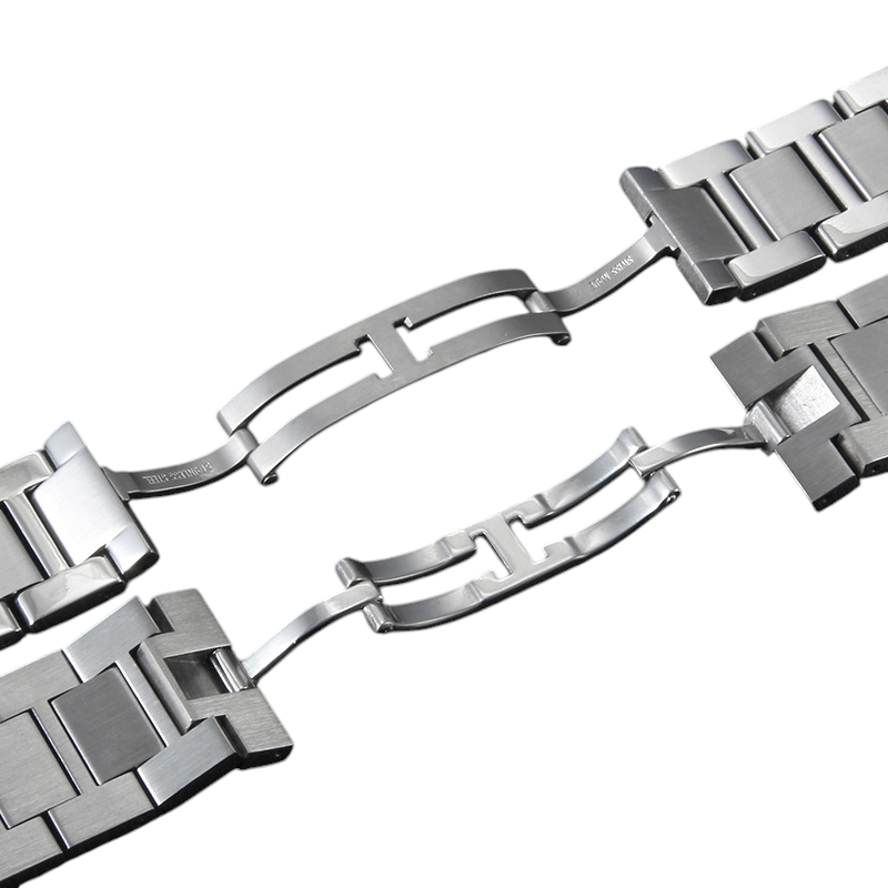 White Smoke Replacement Strap for Cartier Tank Solo - Ronde - London Series 16mm-23mm - Polished Solid Stainless Steel - Aethelgard Atelier