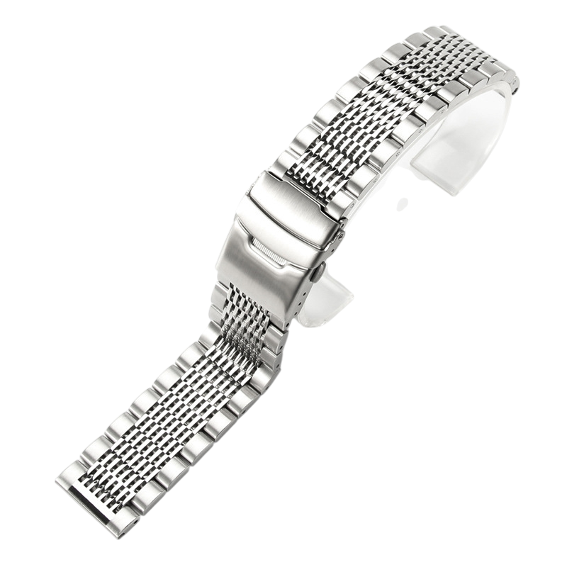 White Smoke Replacement Strap for Universal Citizen - Tissot - IWC - Seiko - Omega Steel - Industrial Solid 316L Stainless Steel - Aethelgard Atelier