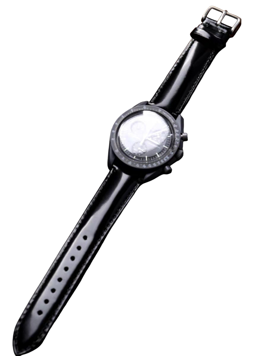 Handmade Premium Shinki Shell Cordovan Black Watch Strap for Patek Philippe, Rolex, Grand Seiko - Diamond Leather Series - 18mm 20mm 22mm 24mm - Aethelgard