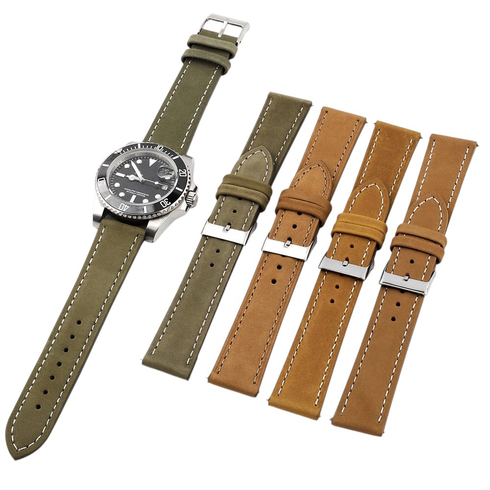 White Smoke Handmade Nubuck Silk-Matte Suede Strap for Rolex, Omega, Seiko, IWC, Tudor, Hamilton, Cartier, Panerai, Breitling, Patek Philippe - Executive Urban Minimalist Edition - 18mm 20mm 22mm 24mm - Aethelgard
