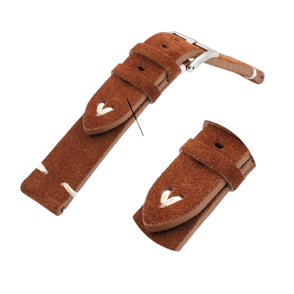 White Smoke Handmade Retro Nappa Flip Suede Strap for Rolex, Omega, Seiko, IWC, Tudor, Hamilton, Cartier, Panerai, Breitling, Patek Philippe - Vintage Revival Hand-Finished Series - 18mm 20mm 22mm 24mm - Aethelgard