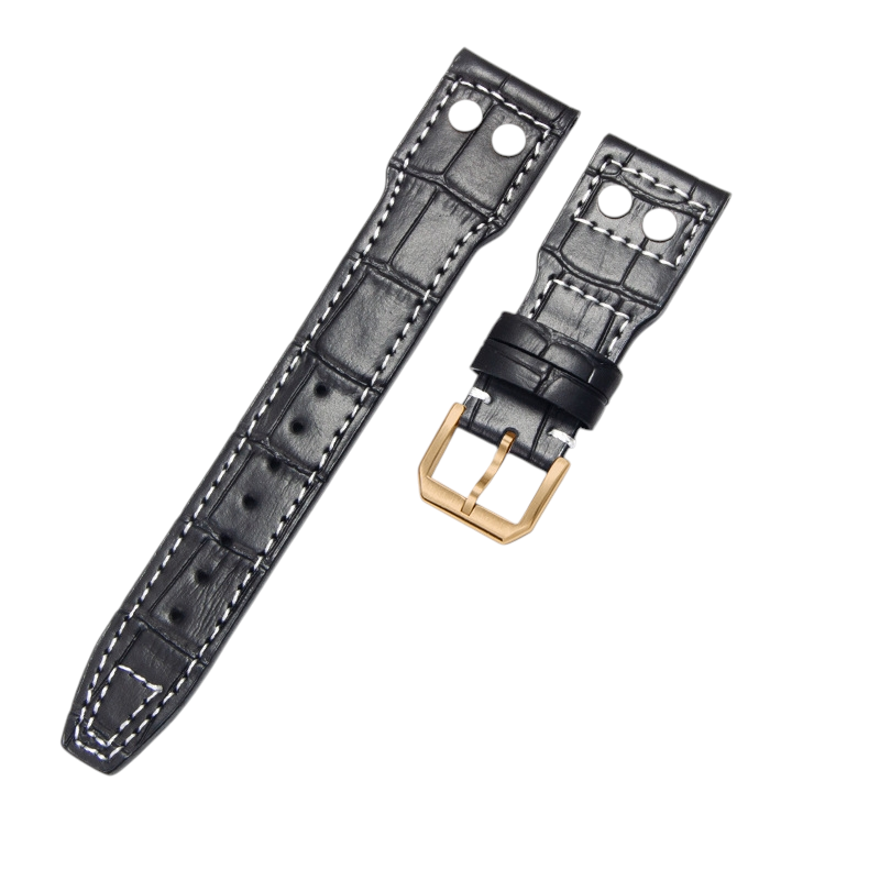 White Smoke Replacement Strap for IWC Pilot Mark XVIII - Little Prince IW327004 - 377714 - Riveted Heritage Genuine Cowhide Leather - Aethelgard Atelier