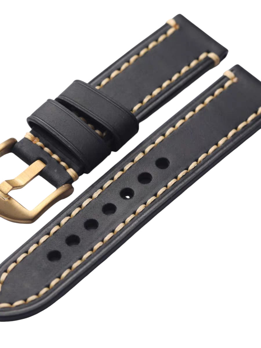 White Smoke Handmade Fold-over Top Layer Cowhide Watch Strap for Rolex, Omega, Panerai, IWC, Tudor, Seiko, Hamilton, Patek Philippe, Breitling, Citizen - Bronze Watch Specialist Series - 18mm 20mm 22mm 24mm - Aethelgard