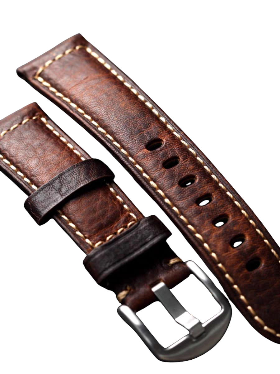 White Smoke Handmade Italian Heritage Full-Grain Leather Watch Strap for Rolex, Omega, IWC, Tudor - Vintage Artisan Series - 18mm 20mm 22mm 24mm - Aethelgard