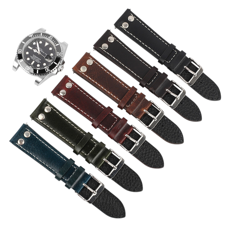 Handmade Heritage Oil Wax Pull-Up Strap for Rolex, Omega, Seiko, IWC, Tudor, Hamilton, Cartier, Panerai, Breitling, Patek Philippe - Natural Patina Evolution Series - 18mm 20mm 22mm 24mm - Aethelgard