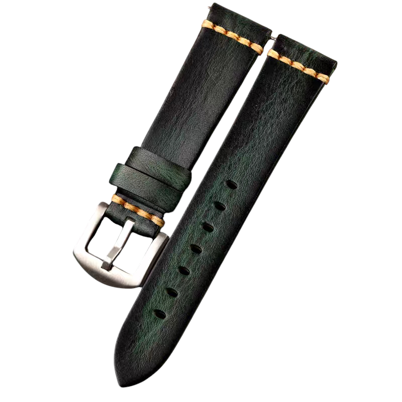White Smoke Handmade Soft Rub-color Patina Cowhide Watch Strap for Rolex, Omega, Panerai, IWC, Tudor, Seiko, Hamilton, Patek Philippe, Breitling, Citizen - Vintage Dive Watch Edition - 18mm 20mm 22mm 24mm - Aethelgard