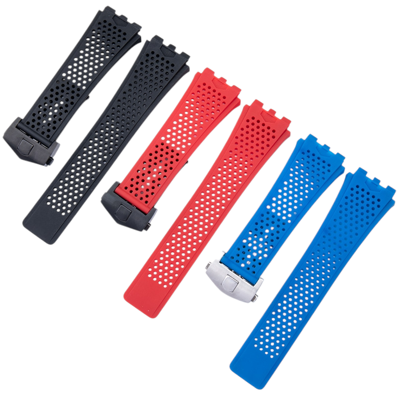 White Smoke Replacement Strap for TAG Heuer Carrera - Grand Carrera Series - Ergonomic Notched Performance Silicone - Aethelgard Atelier