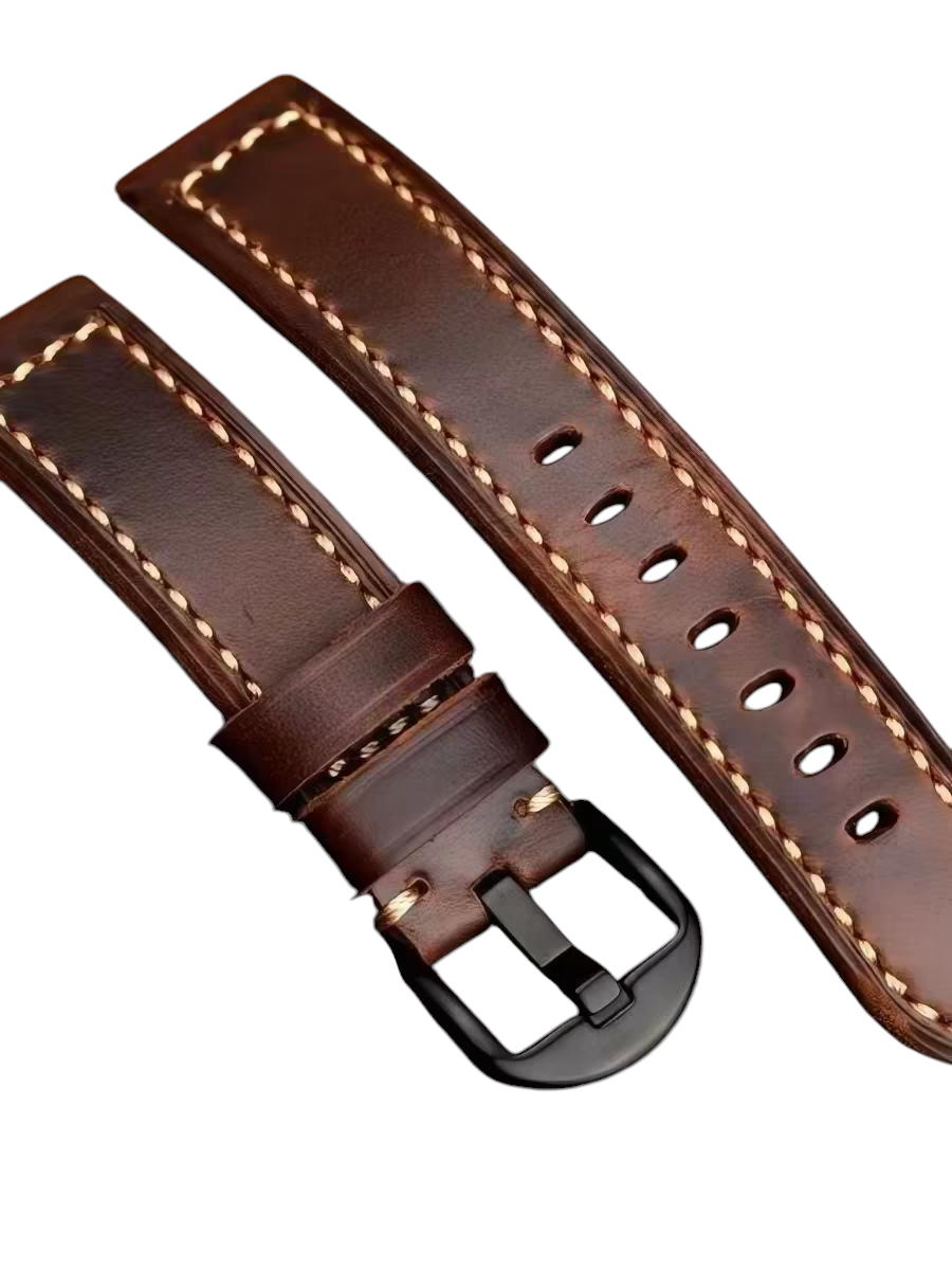 White Smoke Handmade American Horween Chromexcel Brown Watch Strap for IWC, Panerai, Hamilton, Seiko - Heritage Pull-Up Series - 18mm 20mm 22mm 24mm - Aethelgard