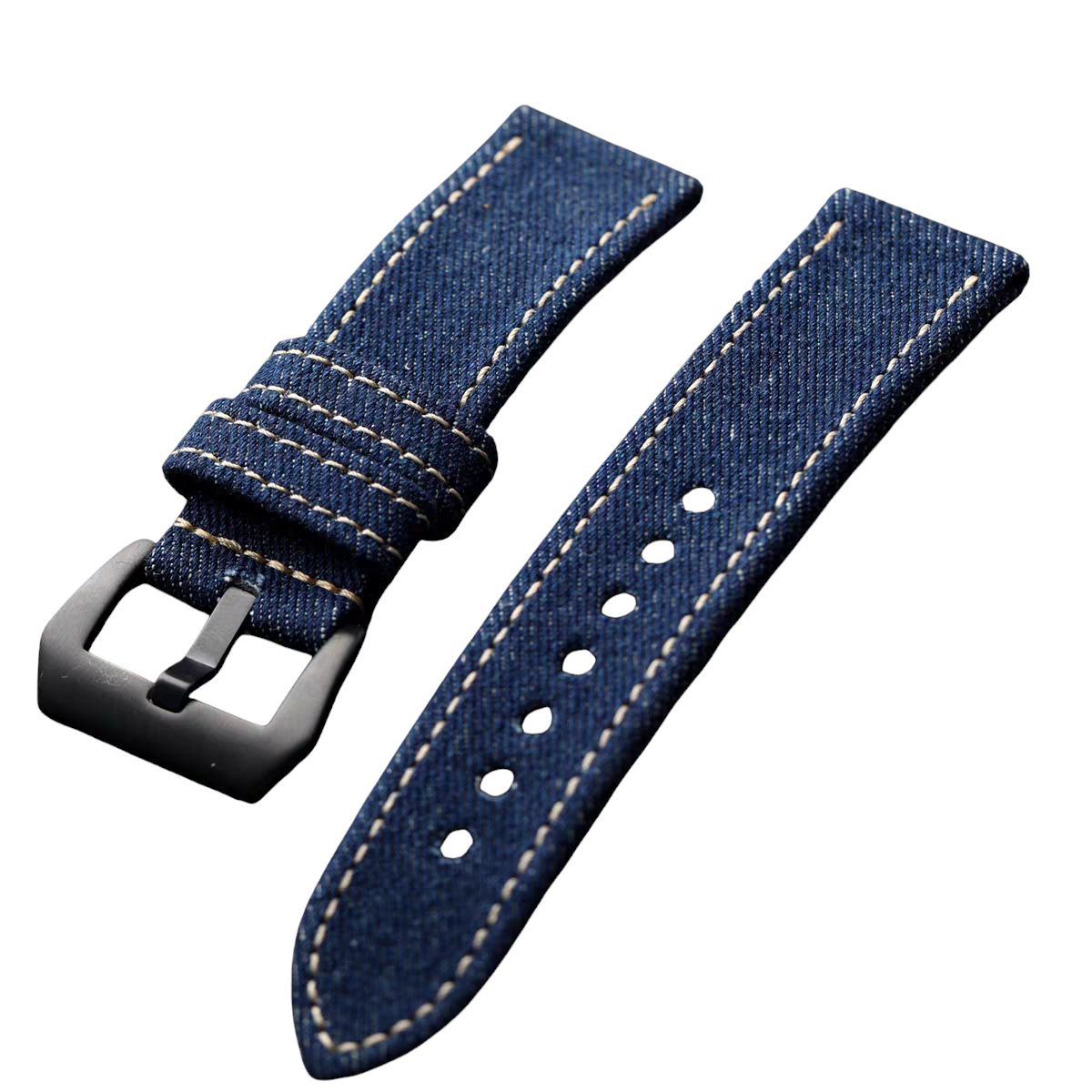 White Smoke Handmade Japanese Okayama Denim Canvas Watch Strap for Rolex, Omega, Panerai, IWC, Tudor, Seiko, Hamilton, Patek Philippe, Breitling, Citizen - Loom-Woven Tactical Series - 18mm 20mm 22mm 24mm - Aethelgard