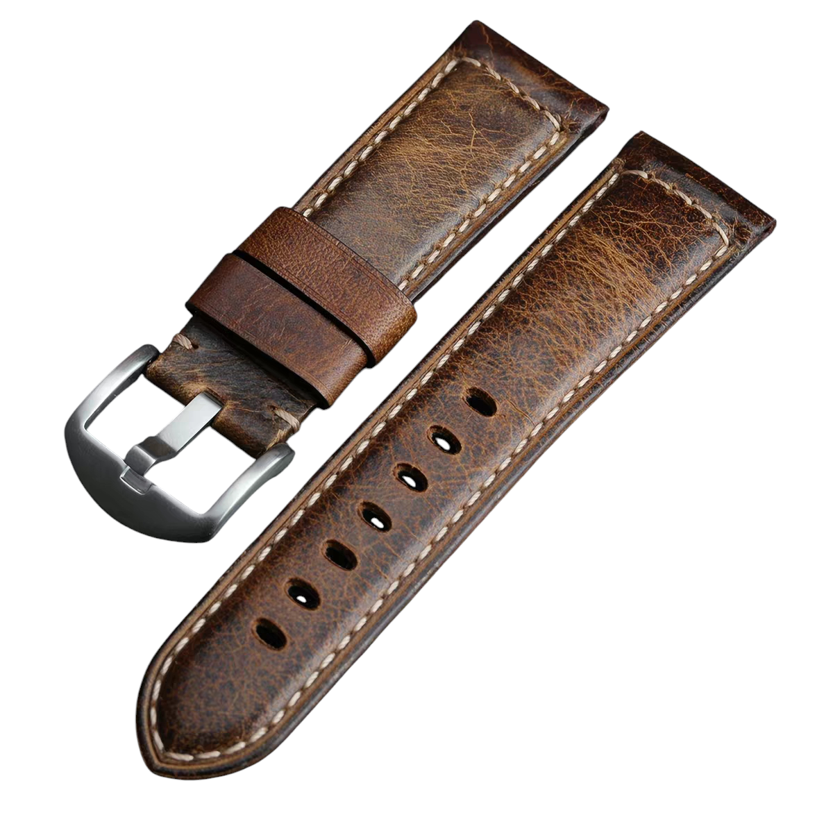 Handmade Oil Wax Pull-Up Patina Leather Watch Strap for Seiko, Panerai, IWC, Tudor - Vintage Evolution Series - 18mm 20mm 22mm 24mm - Aethelgard