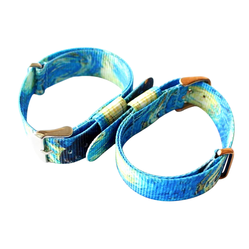 Handmade Van Gogh 'Starry Night' Retro Nylon Watch Strap for DW, Omega, Seiko, Minimalist - Artistic British Series - 18mm 20mm 22mm 24mm - Aethelgard