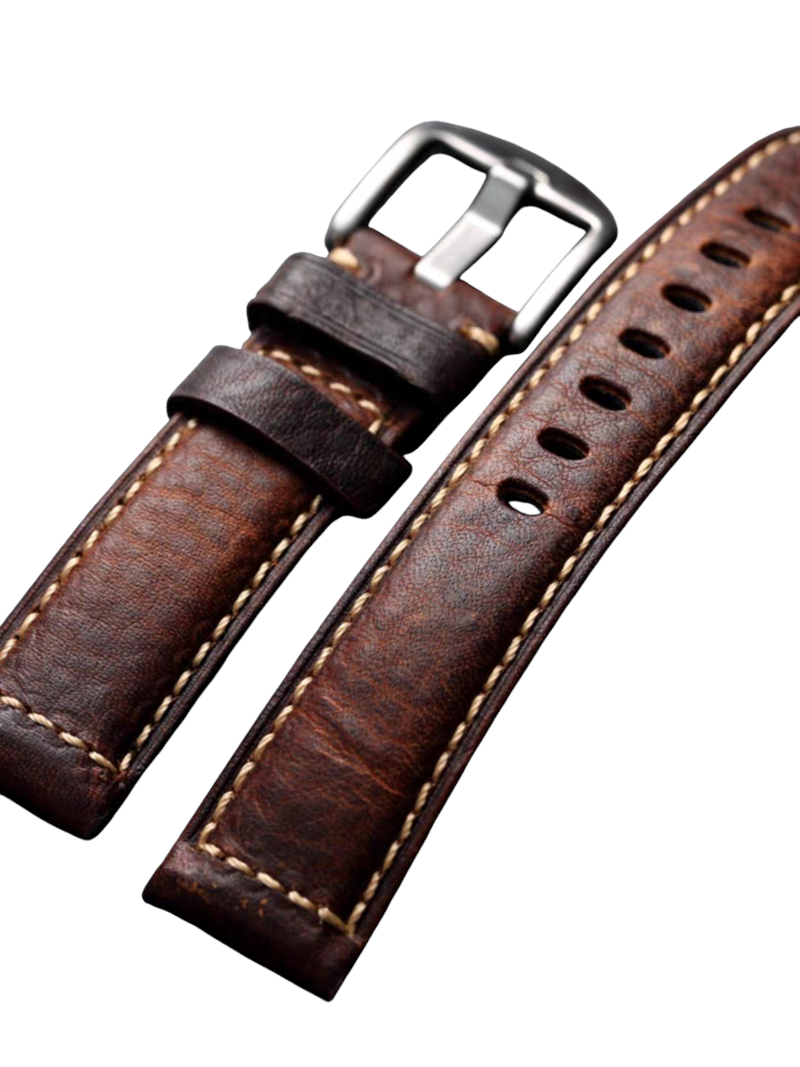 White Smoke Handmade Italian Heritage Full-Grain Leather Watch Strap for Rolex, Omega, IWC, Tudor - Vintage Artisan Series - 18mm 20mm 22mm 24mm - Aethelgard