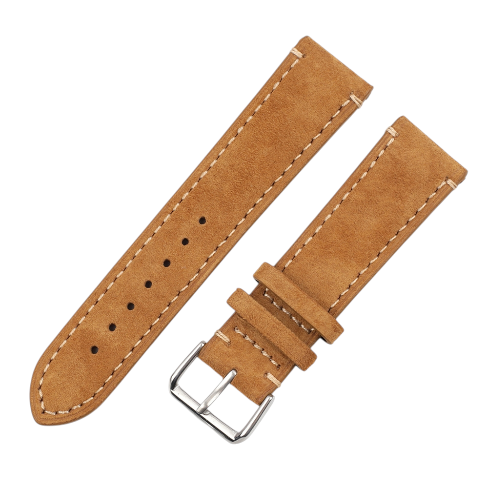 White Smoke Handmade Soft Suede Nubuck Italian Strap for Rolex, Omega, Seiko, IWC, Tudor, Hamilton, Cartier, Panerai, Breitling, Patek Philippe - Minimalist Hand-Stitched Series - 18mm 20mm 22mm 24mm - Aethelgard