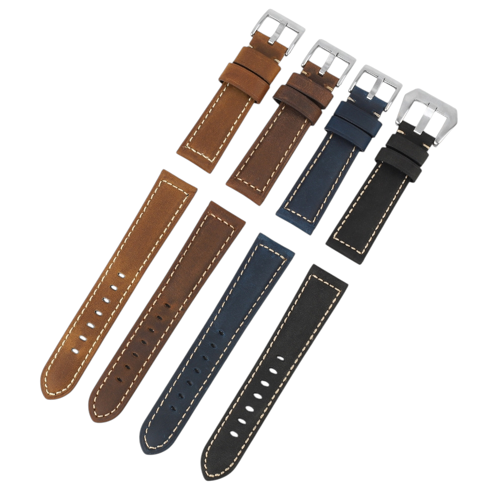 White Smoke Handmade Classic Vintage Multi-Size Leather Watch Strap for Rolex, Omega, Panerai, IWC, Tudor, Seiko, Hamilton, Patek Philippe, Breitling, Citizen - Universal Collector Series - 18mm 20mm 22mm 24mm - Aethelgard