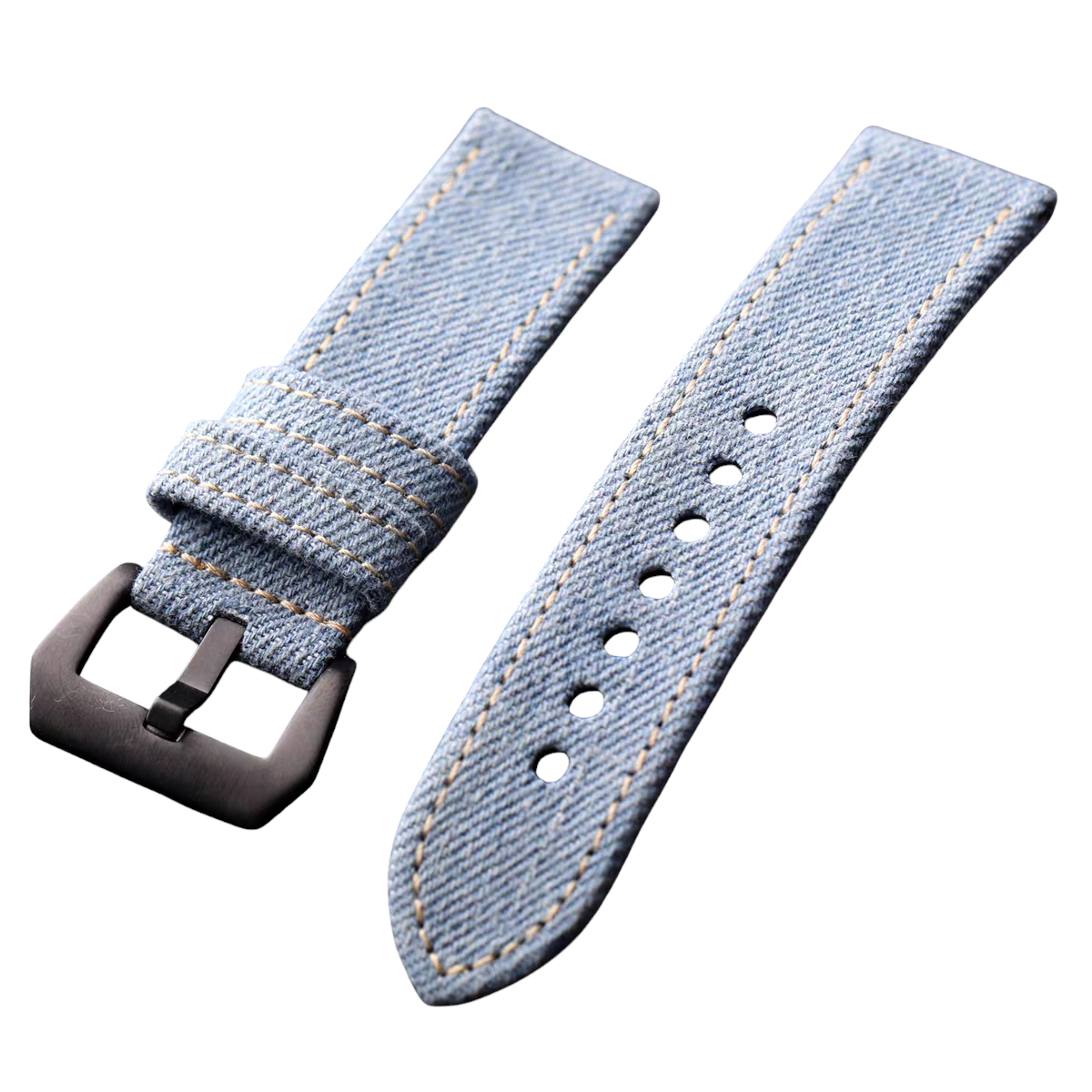 White Smoke Handmade Japanese Okayama Denim Canvas Watch Strap for Rolex, Omega, Panerai, IWC, Tudor, Seiko, Hamilton, Patek Philippe, Breitling, Citizen - Loom-Woven Tactical Series - 18mm 20mm 22mm 24mm - Aethelgard