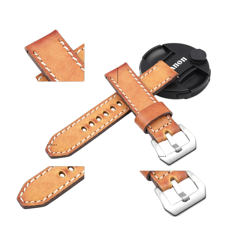 Handmade Earth-Yellow Rub-Color Oil Skin Watch Strap for Rolex, Omega, Seiko, IWC, Tudor, Hamilton, Cartier, Panerai, Patek Philippe, Breitling - Rugged Tanning Artisan Series - 18mm 20mm 22mm 24mm 26mm - Aethelgard