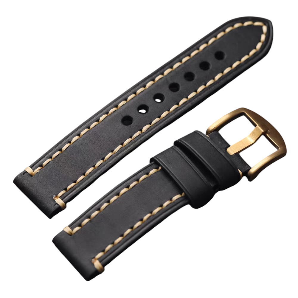 White Smoke Handmade Fold-over Top Layer Cowhide Watch Strap for Rolex, Omega, Panerai, IWC, Tudor, Seiko, Hamilton, Patek Philippe, Breitling, Citizen - Bronze Watch Specialist Series - 18mm 20mm 22mm 24mm - Aethelgard