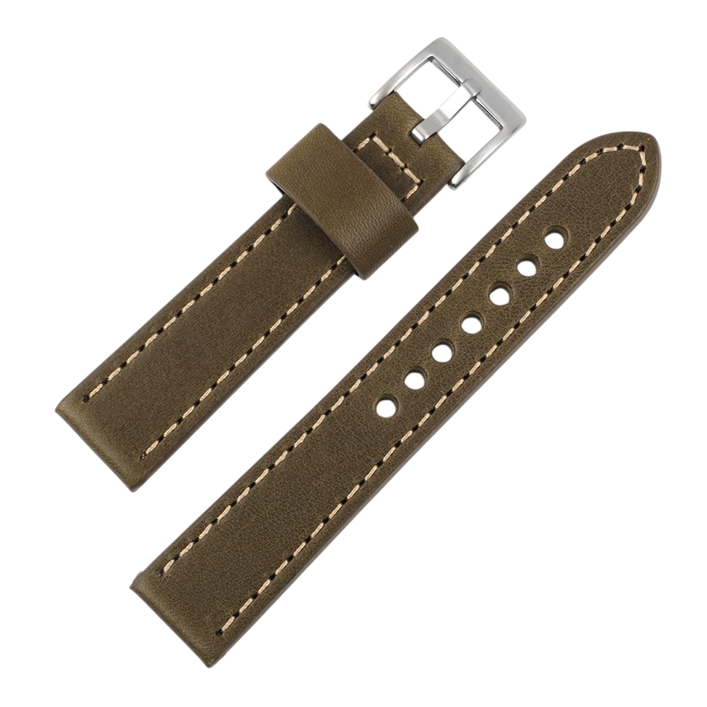 White Smoke Handmade Vintage Smooth Double-Sided Watch Strap for Rolex, Omega, Seiko, IWC, Tudor, Hamilton, Cartier, Panerai, Patek Philippe, Breitling - Heritage Flat-Grain Series - 18mm 20mm 22mm 24mm 26mm - Aethelgard