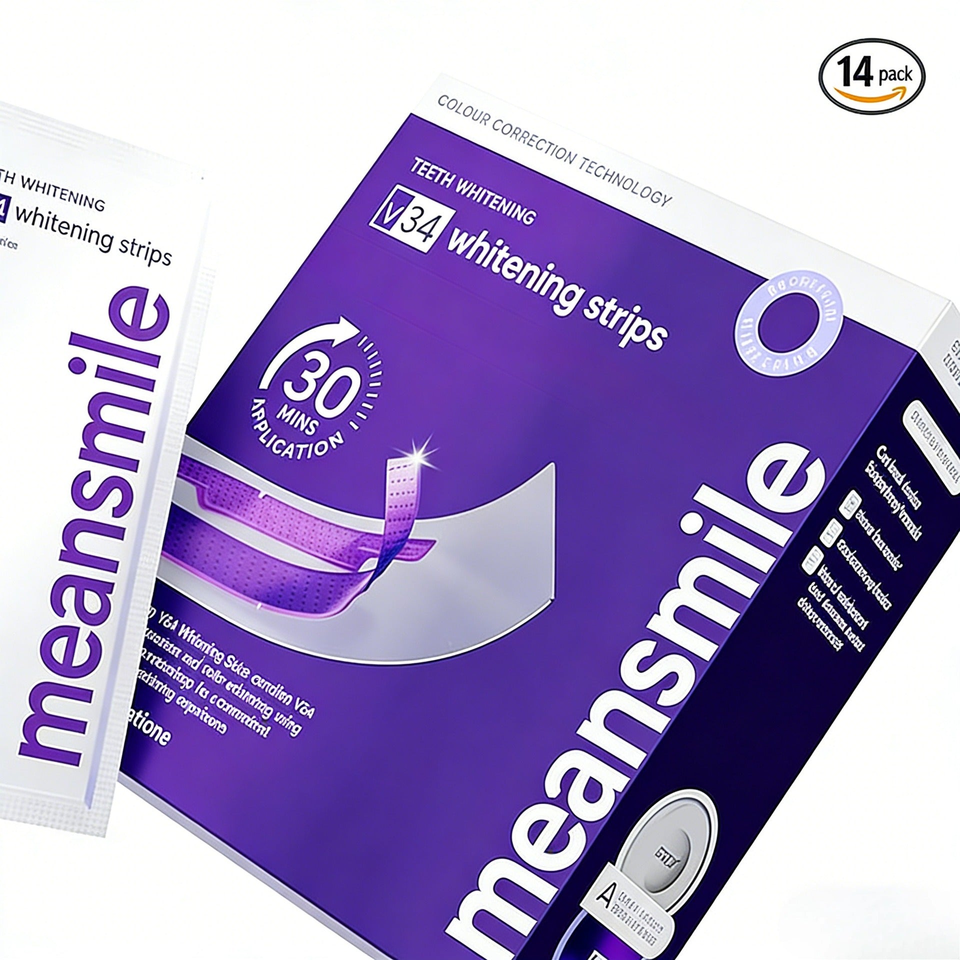 Meansmile V34 Color Corrector Teeth Whitening Strips - Instant Stain Eraser