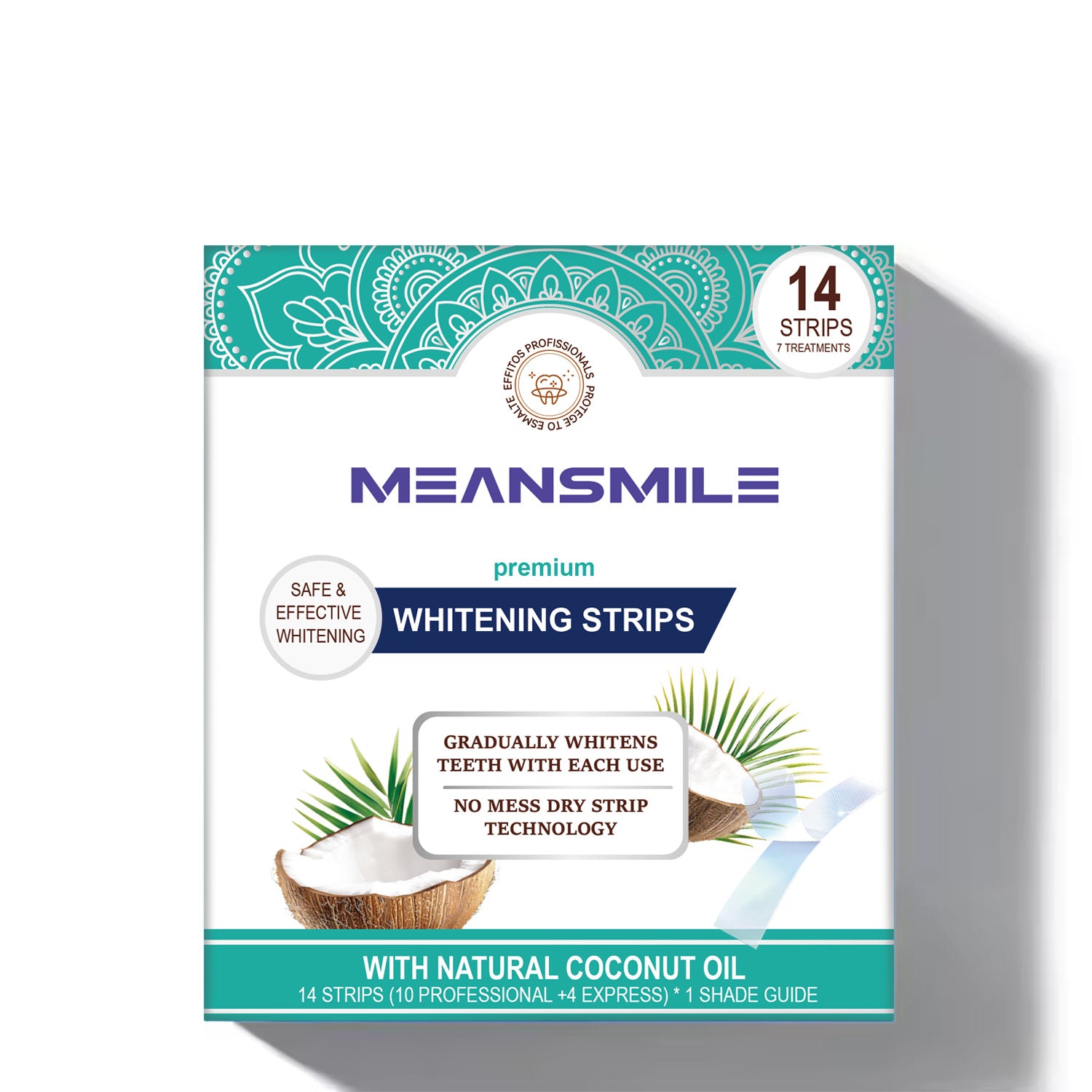 Meansmile Organic Coconut Oil Whitening Strips - Tropical Soothing Formula