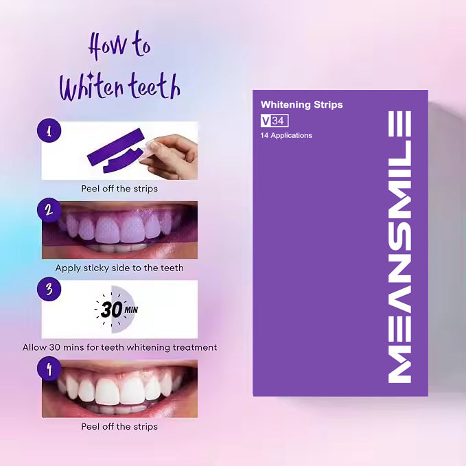 Meansmile Deep-Clean Luminous Teeth Strips - Enamel Safe Gentle Formula