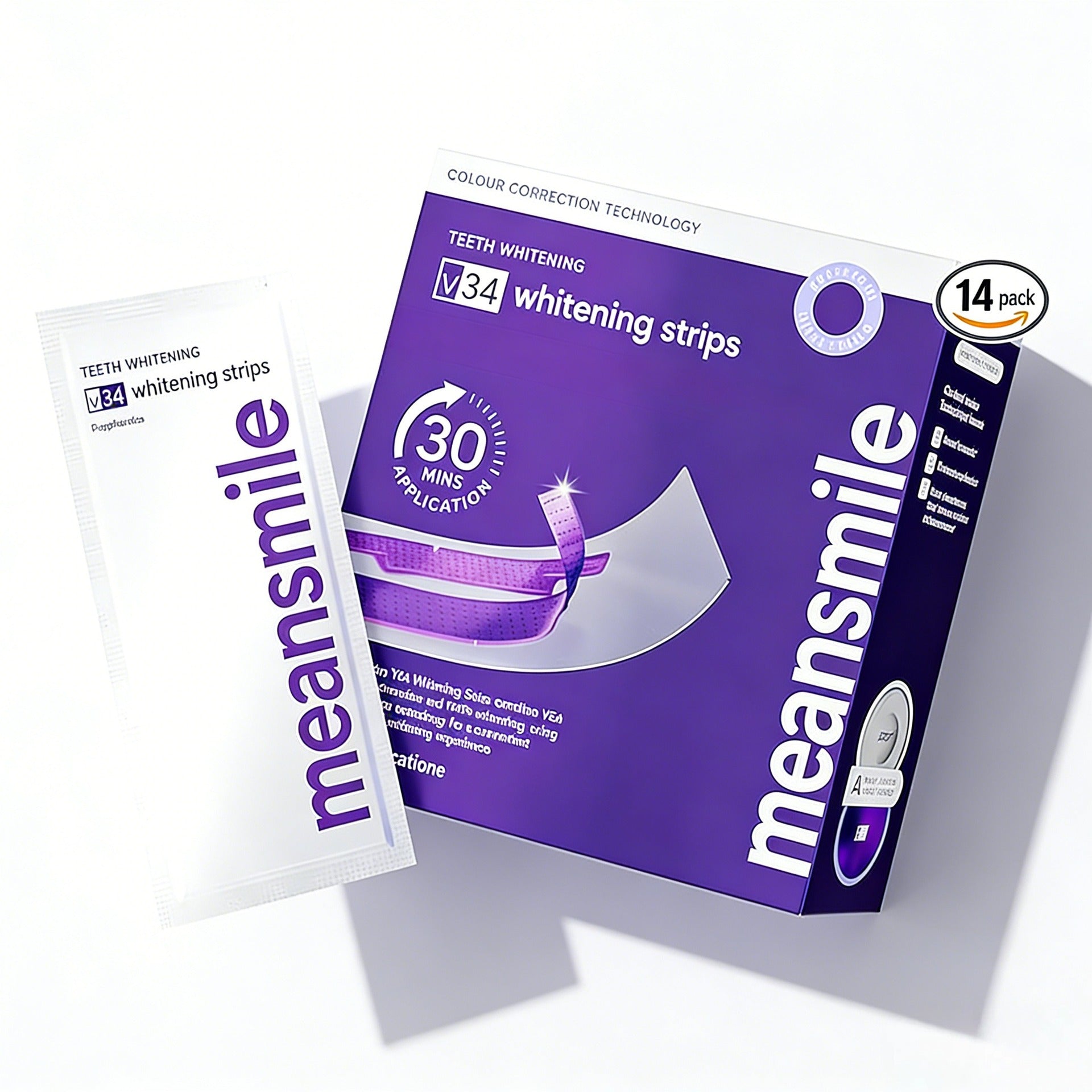 Meansmile V34 Color Corrector Teeth Whitening Strips - Instant Stain Eraser