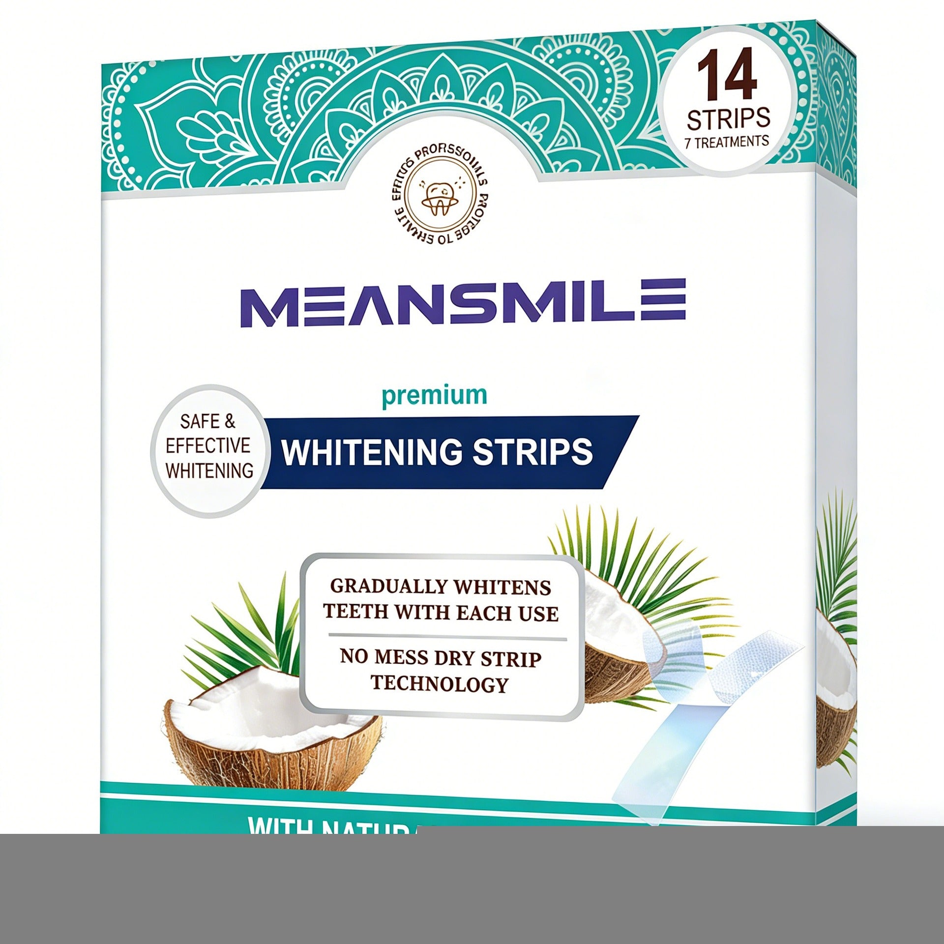Meansmile Organic Coconut Oil Whitening Strips - Tropical Soothing Formula