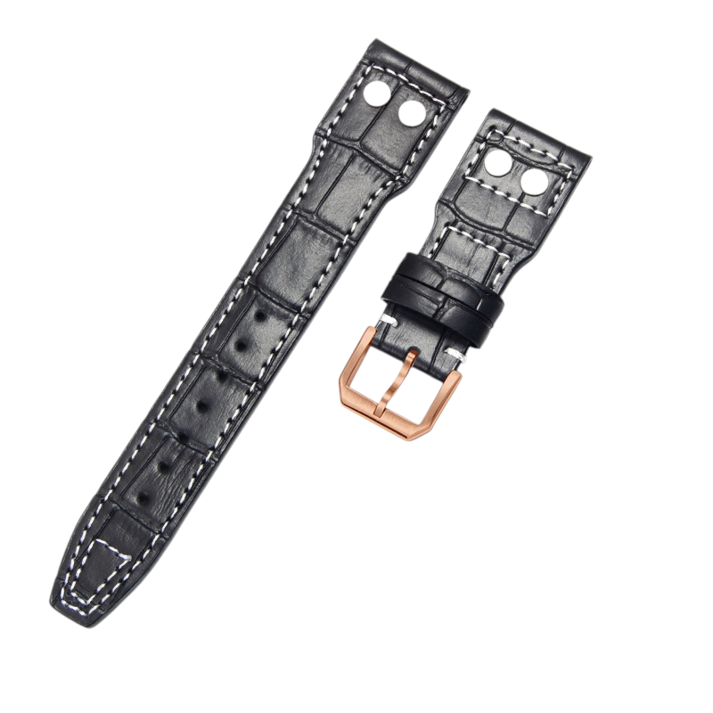 White Smoke Replacement Strap for IWC Pilot Mark XVIII - Little Prince IW327004 - 377714 - Riveted Heritage Genuine Cowhide Leather - Aethelgard Atelier