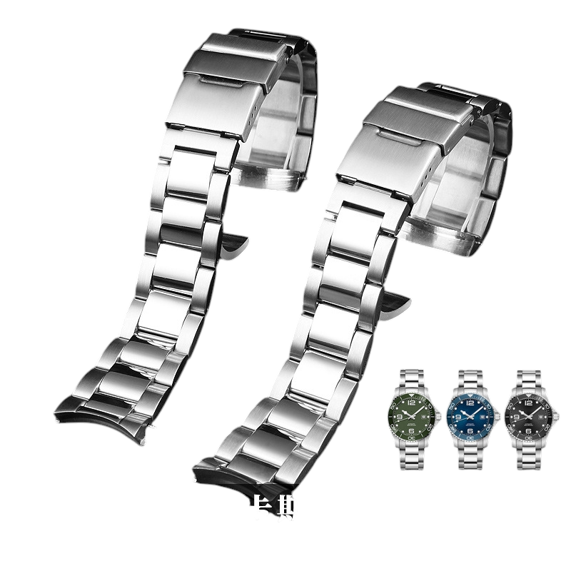 White Smoke Replacement Steel Strap for Longines HydroConquest L3.642.4 - L3.781.4 Series - High-Polish Solid Link Steel - Aethelgard