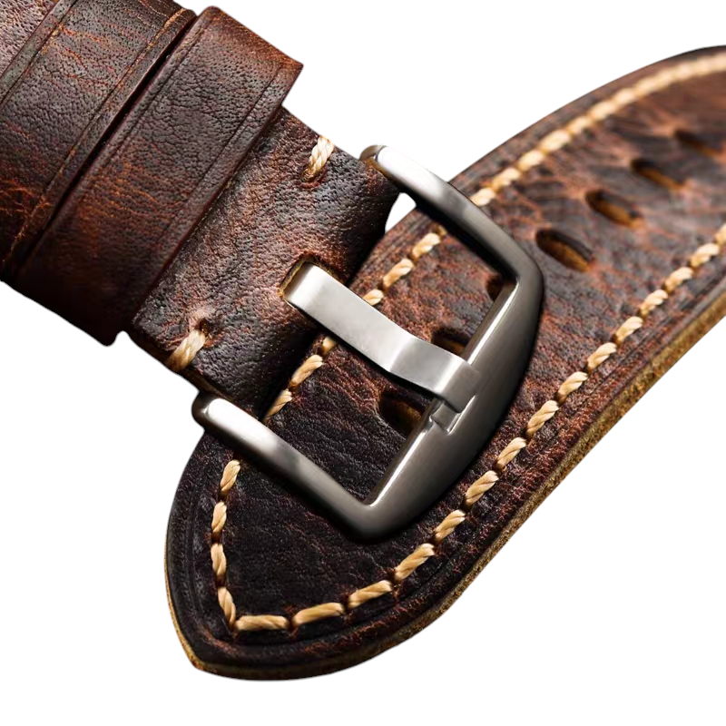 White Smoke Handmade Fold-over Bronze Specialist Cowhide Watch Strap for Panerai, Tudor, Bronze Timepieces - Vintage Bronze Edition - 18mm 20mm 22mm 24mm - Aethelgard