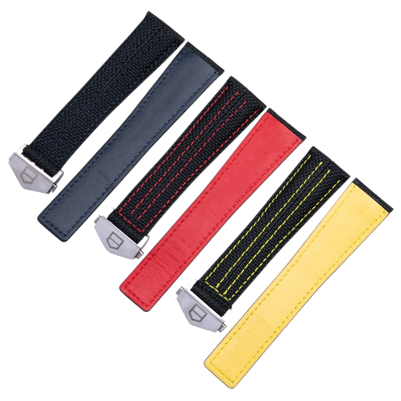 White Smoke Replacement Strap for TAG Heuer Carrera Porsche - Monaco Heritage Calibre 6 - Bespoke Leather and Nylon Performance Hybrid - Aethelgard Atelier