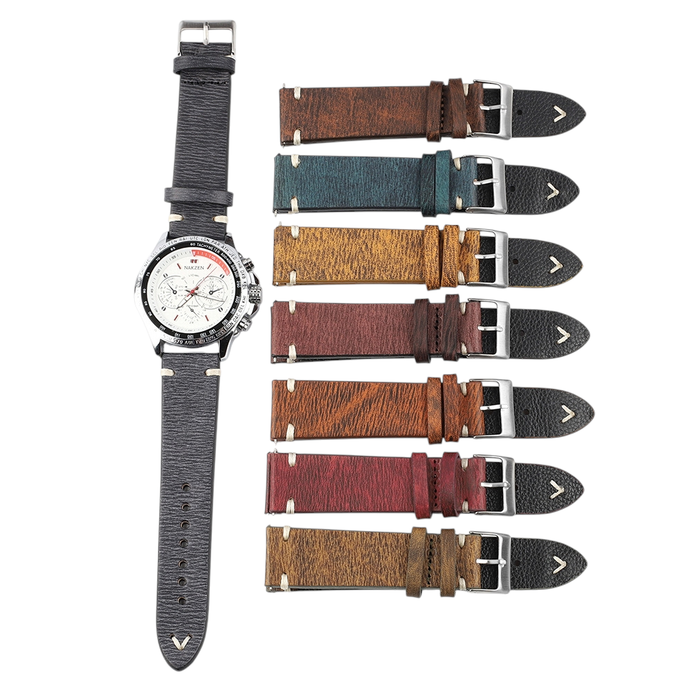 White Smoke Handmade Wild Bull-Neck Rub-Color Watch Strap for Rolex, Omega, Seiko, IWC, Tudor, Hamilton, Cartier, Panerai, Patek Philippe, Breitling - Deep Texture Artisan Heritage Series - 18mm 20mm 22mm 24mm 26mm - Aethelgard
