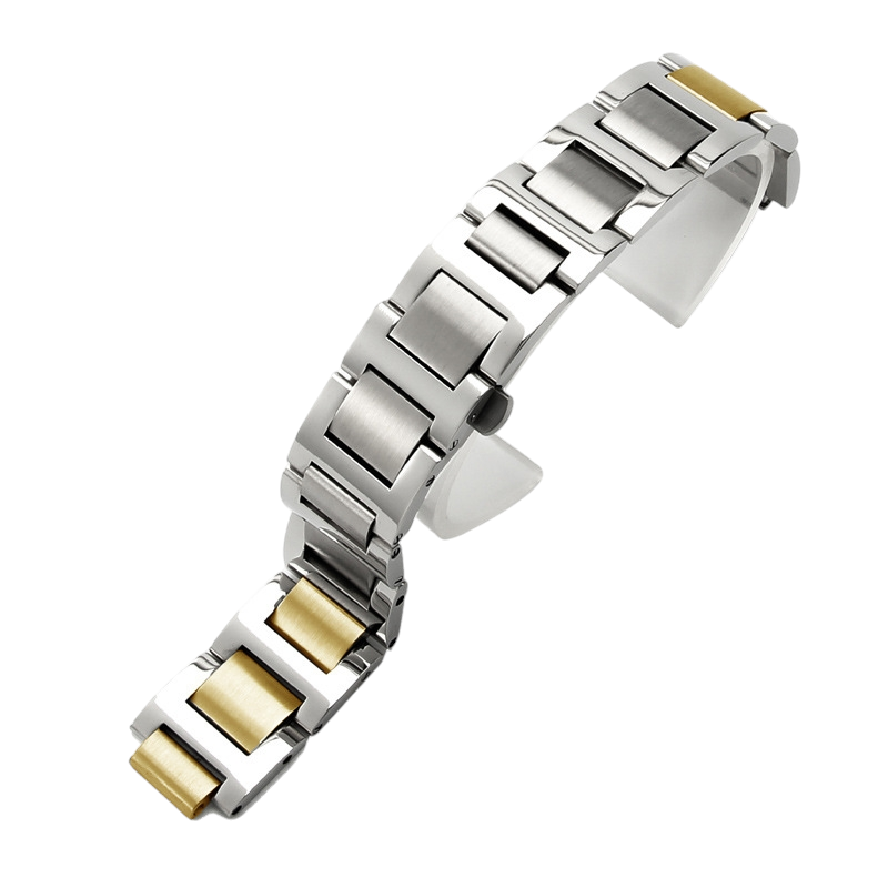 White Smoke Replacement Strap for Cartier Ballon Bleu Series - Steel Edition - Solid Notched Surgical Grade Stainless Steel - Aethelgard Atelier
